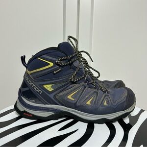 Salomon x ultra mid gtx trail blue yellow lace hiking boots
